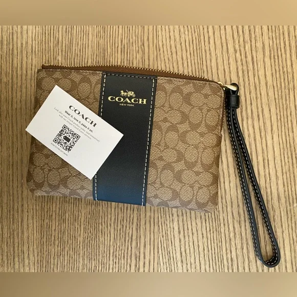 Coach Small Wristlet In Signature Canvas - Picture 2 of 4